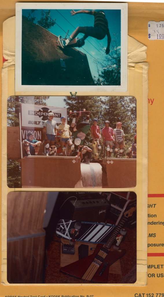 Early Death Ramp backyard session. Circa 78 - Jeff Grosso Channel Plant w/ Classic Crew in the background. 1984 Mile High Jam. - "Quiver of 84" Custom hand painted Monty Nolder board. Hand made pedalboard and Axe for the ages!